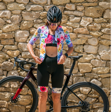 Load image into Gallery viewer, WOMEN'S SPANDELLES CYCLING JERSEY WHITE FLOWERS