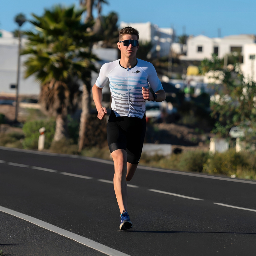 Men’s tri suit with aerodynamic compression fabric for maximum performance