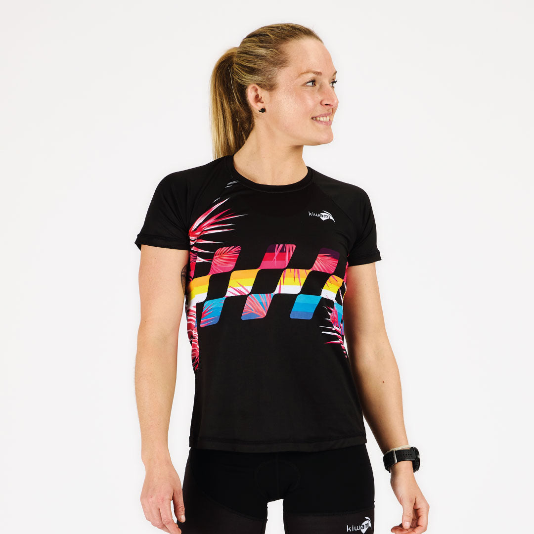 WOMEN'S RUNNING TEE-SHIRT FINISHER BLACK