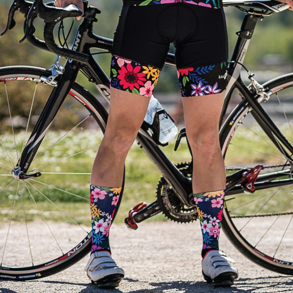 WOMEN'S AUBISQUE CYCLING BIB BLACK FLOWERS