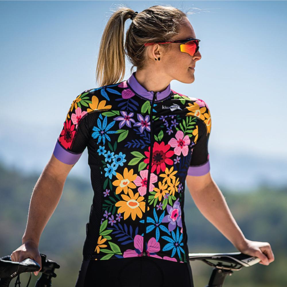 WOMEN'S MENTE CYCLING JERSEY BLACK FLOWERS