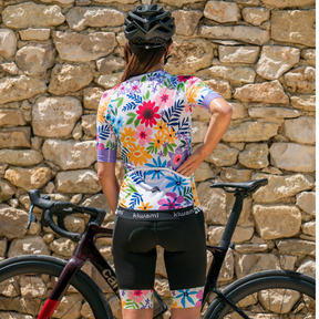 WOMEN'S SPANDELLES CYCLING JERSEY WHITE FLOWERS