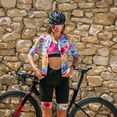 WOMEN'S TOURMALET CYCLING BIB WHITE FLOWERS