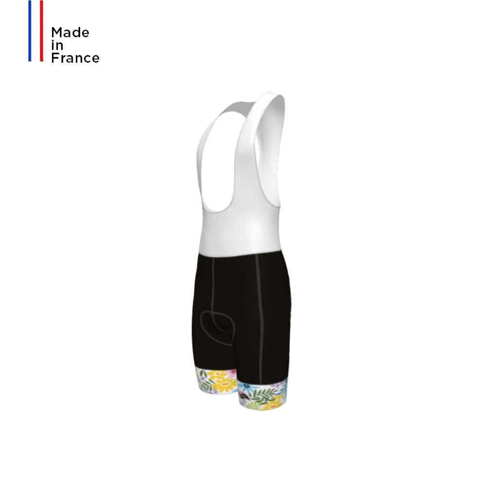 WOMEN'S AUBISQUE CYCLING BIB WHITE FLOWERS