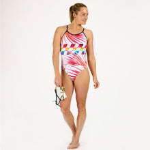 Load image into Gallery viewer, Performance swimwear made to last, made ethically from high performance materials, chlorine resistant. Kiwami Sports triathlon swim bike run triathletes. one-piece swimsuit, very feminine and modern with vivid colors.
