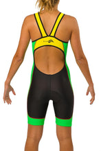 Load image into Gallery viewer, PRIMA RACE OPENBACK TRISUIT BLACK GREEN YELLOW
