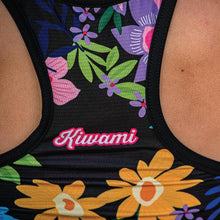 Load image into Gallery viewer, WOMEN'S RUNNING SINGLET TOP BLACK FLOWERS
