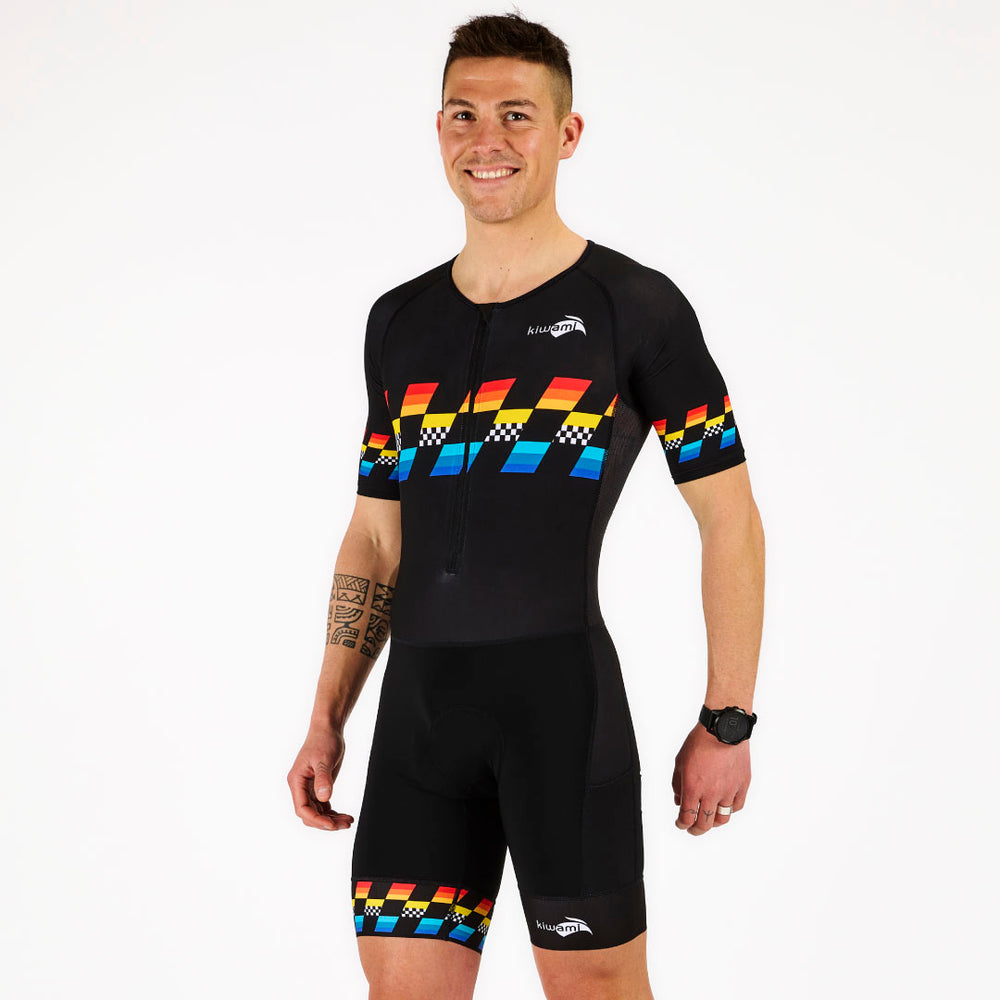 KiWAMi Tokyo LD homme triathlon Aero Trisuit - noir/bleu/vert tilleul KiWAMi Tokyo LD homme triathlon Aero Trisuit - noir/bleu/vert tilleul