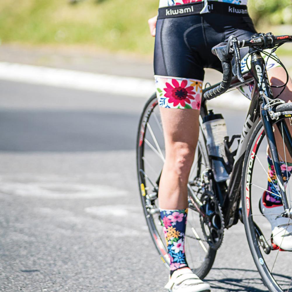 WOMEN'S AUBISQUE CYCLING BIB WHITE FLOWERS