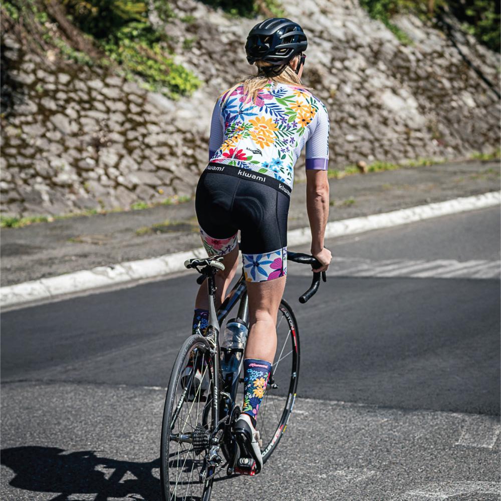 WOMEN'S AUBISQUE CYCLING BIB WHITE FLOWERS